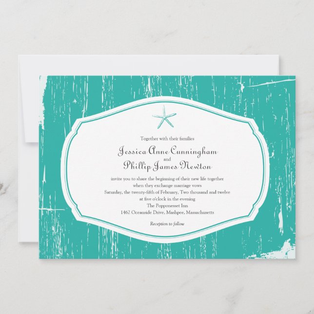 Invitación Boda de playa rusa Starfish (Anverso)