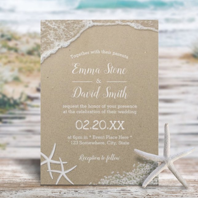 Invitación Boda de playa Rústica Respiración y Starfish (Subido por el creador)
