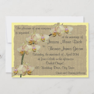 Invitación Boda de Playa Rústica Tropical Orquídea y Burlap