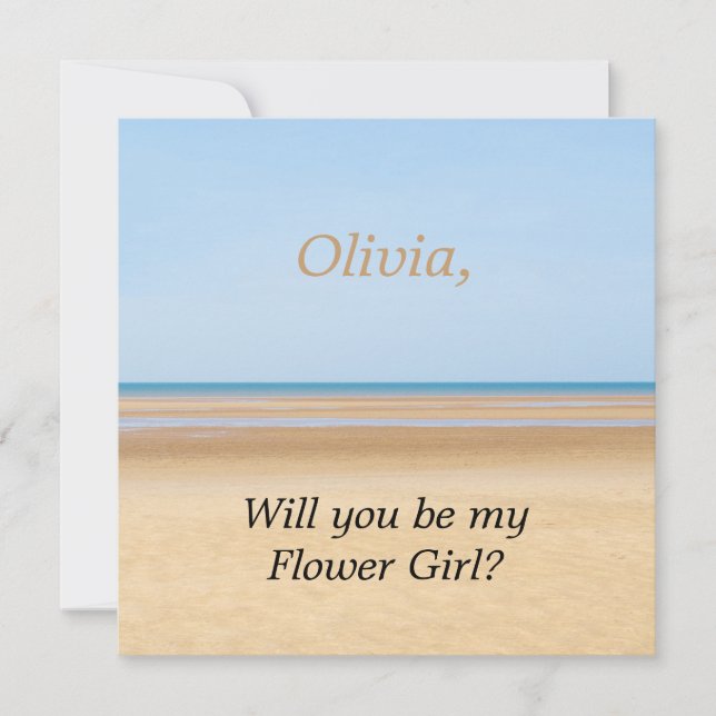 Invitación Boda de playa serás mi carta de chica de flores (Anverso)