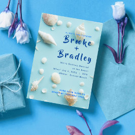 Invitación Boda de playa Sky Blue White Seashells