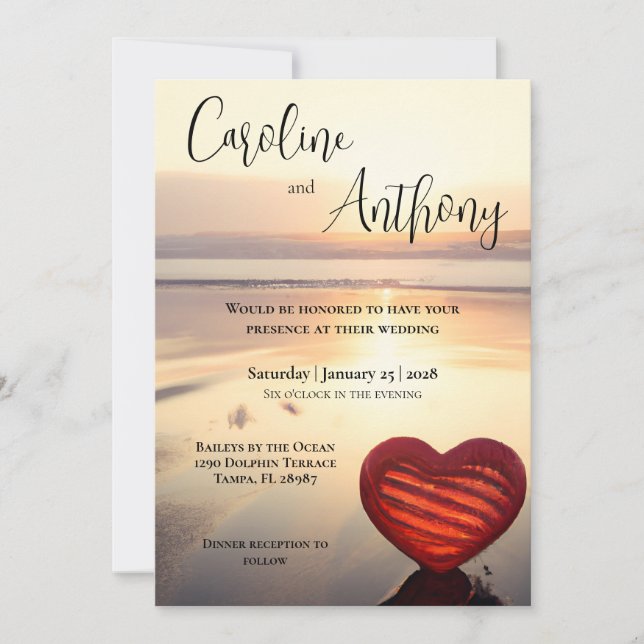 Invitación Boda de playa temática oceánica (Anverso)