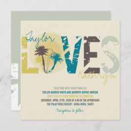 Invitación Boda de Playa Tropical Blue Sunset Palm Trees