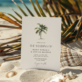 Invitación Boda de playa tropical con palmeras mínimas