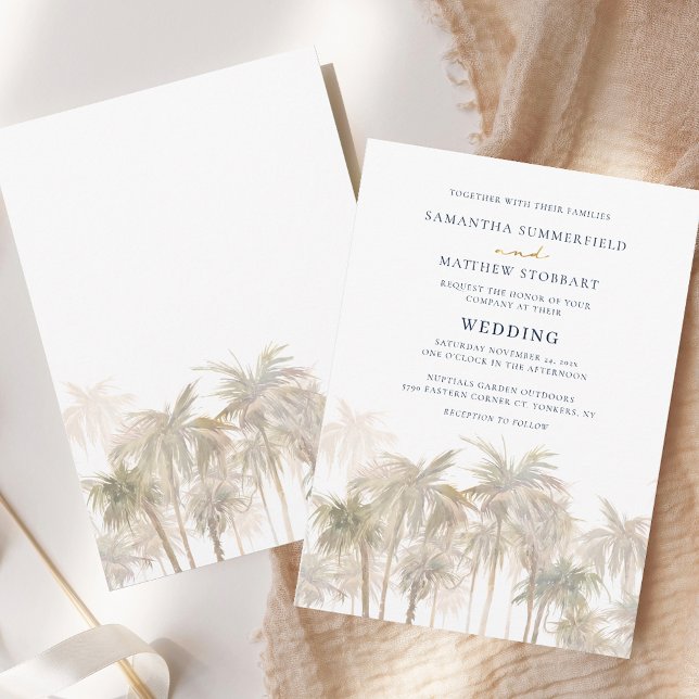 Invitación Boda de Playa Tropical de Palmeras (Palm Trees Tropical Beach Wedding Invitation)