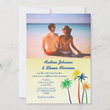 Boda de playa tropical de palmeras retro