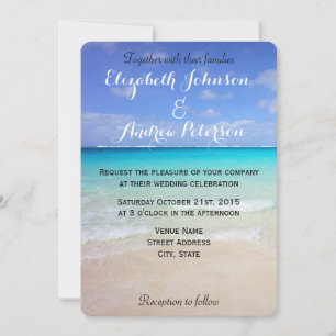 Invitación Boda de playa tropical del Caribe Azul de Azure
