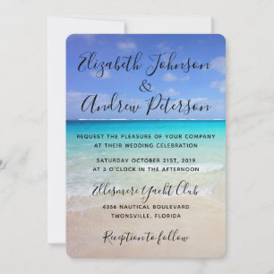 Invitación Boda de playa tropical del Caribe Azul de Azure
