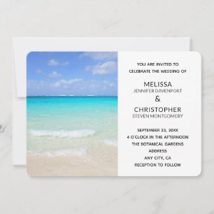 Invitación Boda de playa tropical del Caribe Azul de Azure