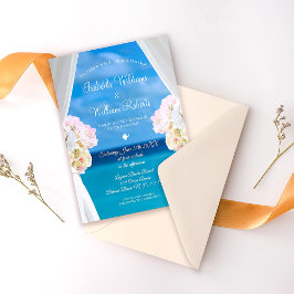 Invitación Boda de playa tropical en el océano de verano flor