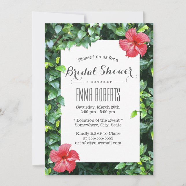 Invitación Boda de playa Tropical Floral Bridal Shower (Anverso)
