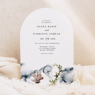 Invitación Boda de Playa Tropical Oceano Coral Medusa