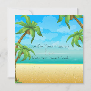 Invitación Boda de Playa Tropical y Palmeras