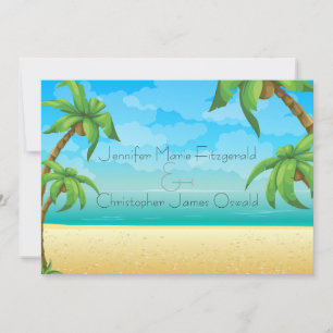 Invitación Boda de Playa Tropical y Palmeras