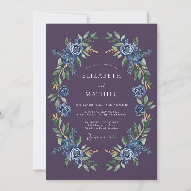 Invitación Boda de Plum Moody Midnight (Anverso)