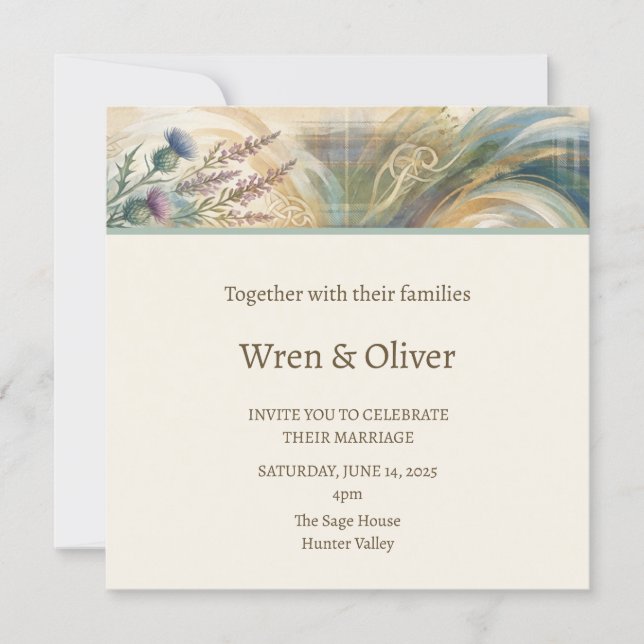 Invitación Boda de pluma de pavo real (Anverso)