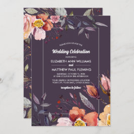 Invitación Boda de plumas acuáticas de las flores de otoño