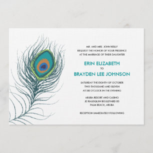 Invitación Boda de plumas de pavo real