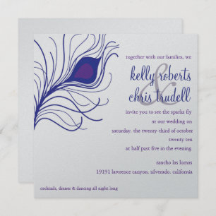 Invitación Boda de plumas de pavo real
