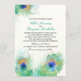 Invitación Boda de plumas de pavo real acuático