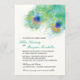 Invitación Boda de plumas de pavo real acuático