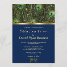 Boda de plumas de pavo real azul de la marina