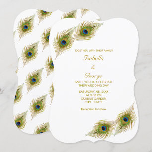 Invitación Boda de plumas de pavo real elegantes