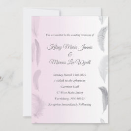 Invitación Boda de plumas rosadas grises