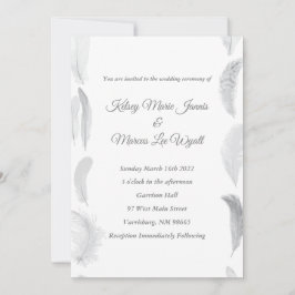 Invitación Boda de plumas rosadas grises