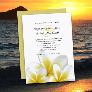Invitación Boda de Plumeria Frangipani Amarilla de Hawái