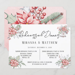 Invitación Boda de Poinsettia pintado Ensayo Cena
