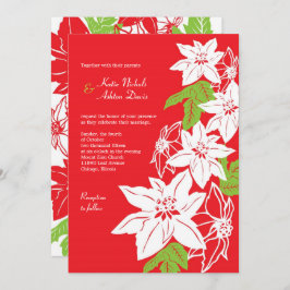 Invitación Boda de Poinsettias de vacaciones rojas y verdes