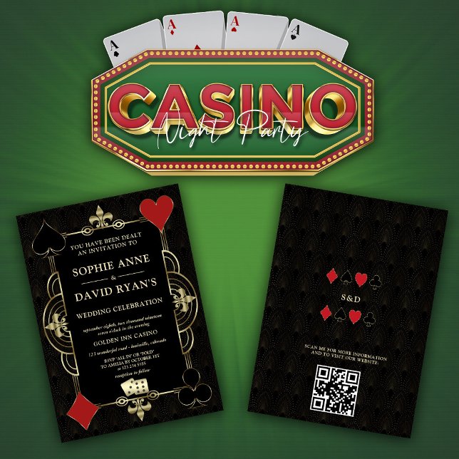 Invitación Boda de Poker Casino Vegas Art Deco Dorado 20s (Subido por el creador)