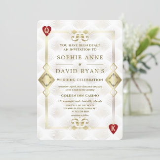 Invitación Boda de Poker en el Casino Royale de Gold Gatsby V