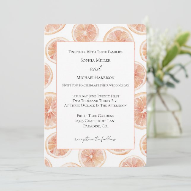 Invitación Boda de Pomelo Summer Breeze (Anverso de pie)