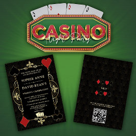 Invitación Boda de Póquer Casino Vegas Art Déco Dorado Años 2