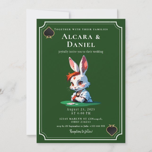 Invitación Boda de póquer en el casino de Las Vegas (Anverso)