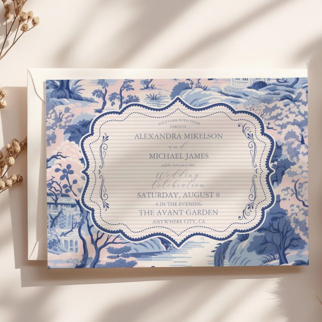 Invitación Boda de porcelana floral Chinoiserie Blue White (Subido por el creador)