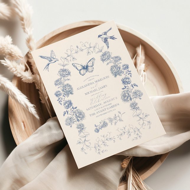 Invitación Boda de porcelana floral Chinoiserie Blue White (Subido por el creador)
