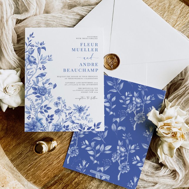 Invitación Boda de porcelana floral Chinoiserie Blue White (Subido por el creador)