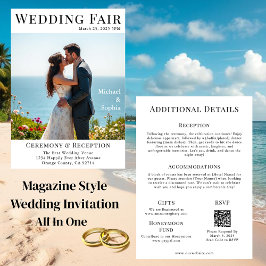 Invitación Boda de portada de revista en la playa
