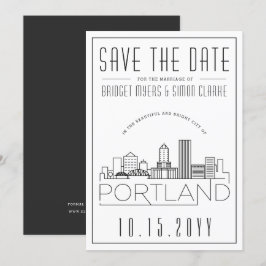 Invitación Boda de Portland | Estilizado Skyline Guardar la f