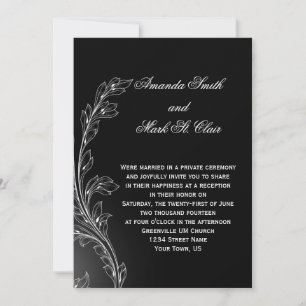 Invitación Boda de postas de Swirls Black White Floral