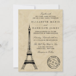 Invitación Boda de Postmark de la Torre Eiffel Vintage