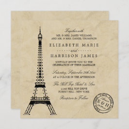 Invitación Boda de Postmark de la Torre Eiffel Vintage