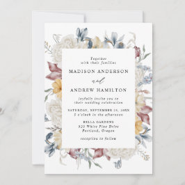 Invitación Boda de pradera de flores silvestres azul polvorie