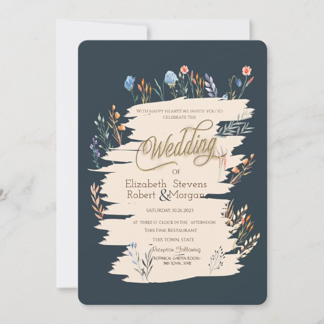 Invitación Boda de pradera de flores silvestres de acuarela d (Anverso)