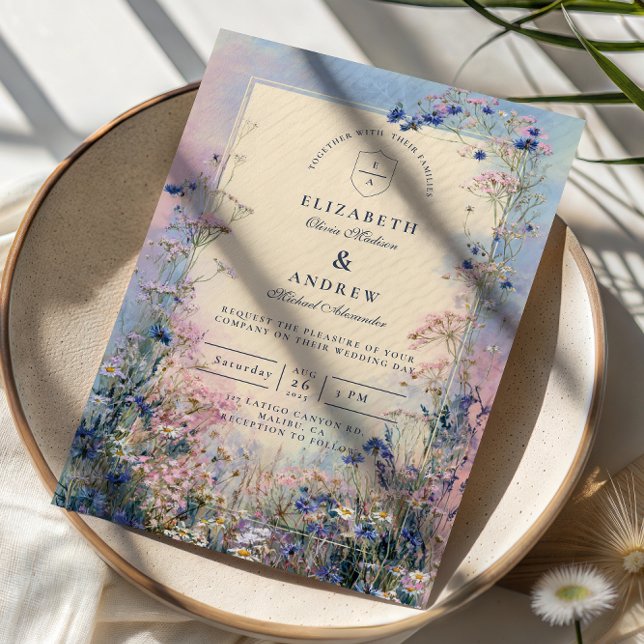 Invitación Boda de pradera de flores silvestres pastel (Subido por el creador)