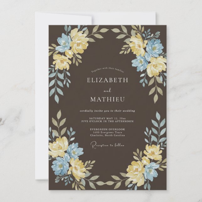 Invitación Boda de pradera floral marrón (Anverso)