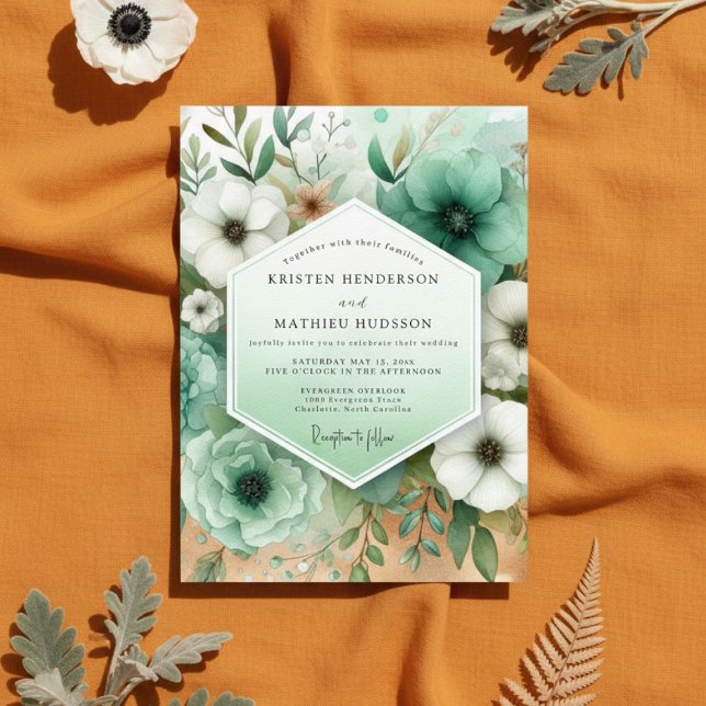 Invitación Boda de pradera floral turquesa (Subido por el creador)